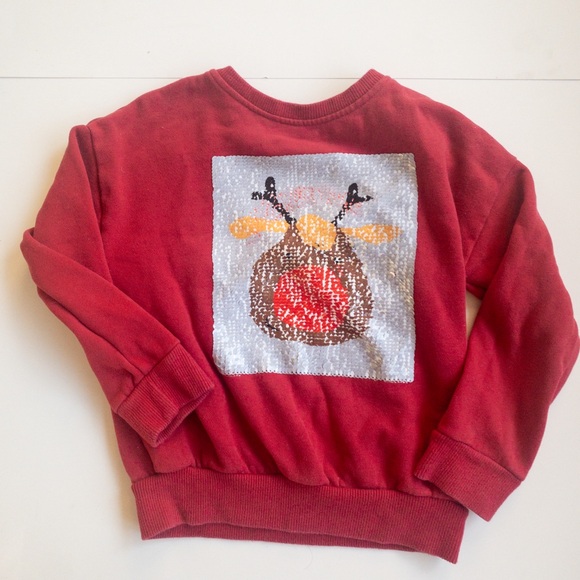 NEXT size 5 Red Santa flip sequence Sweater - Picture 2 of 2